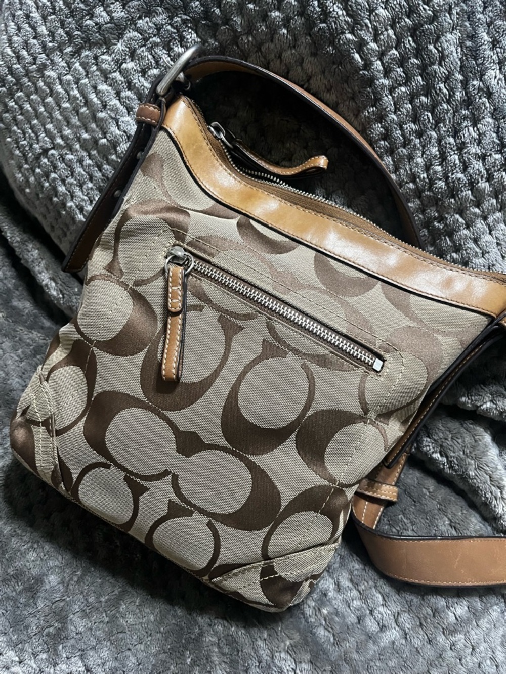 Coach Brown Signature Canvas Crossbody Purse